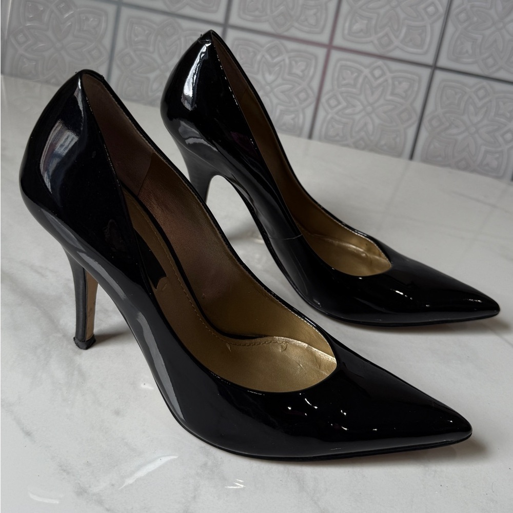 Nine West Patent Leather Heels - Black with Gold Interior